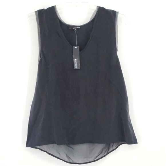 LA Made Kristine Silk Tank Top Tunic Womens Size Small Black Lagum Minimalist - Picture 1 of 8